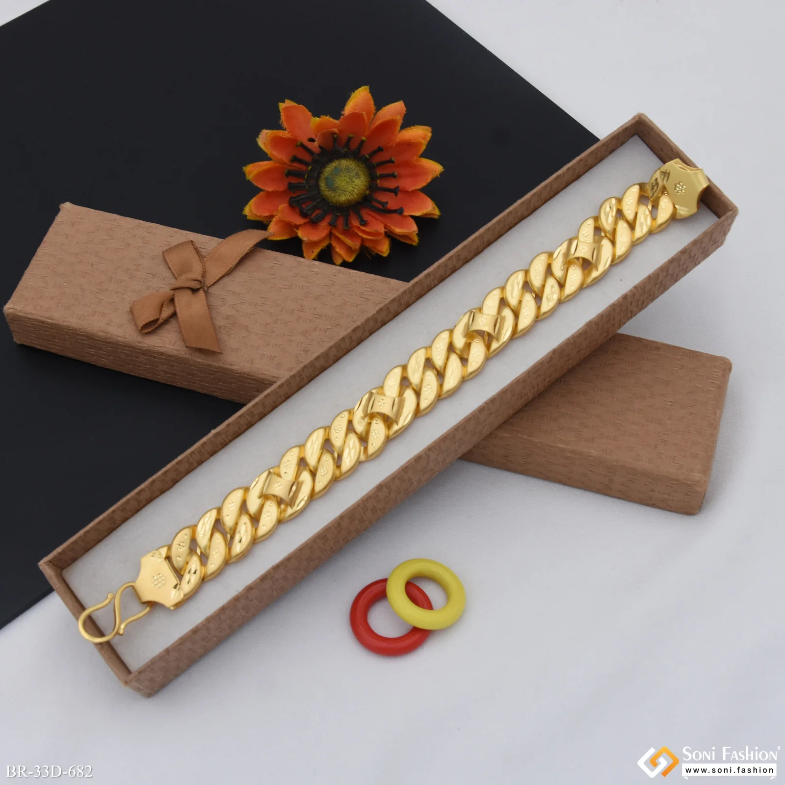 1 Gram Gold Plated Popular Design Pokal Bracelet for Men - Style D682 - Image 4