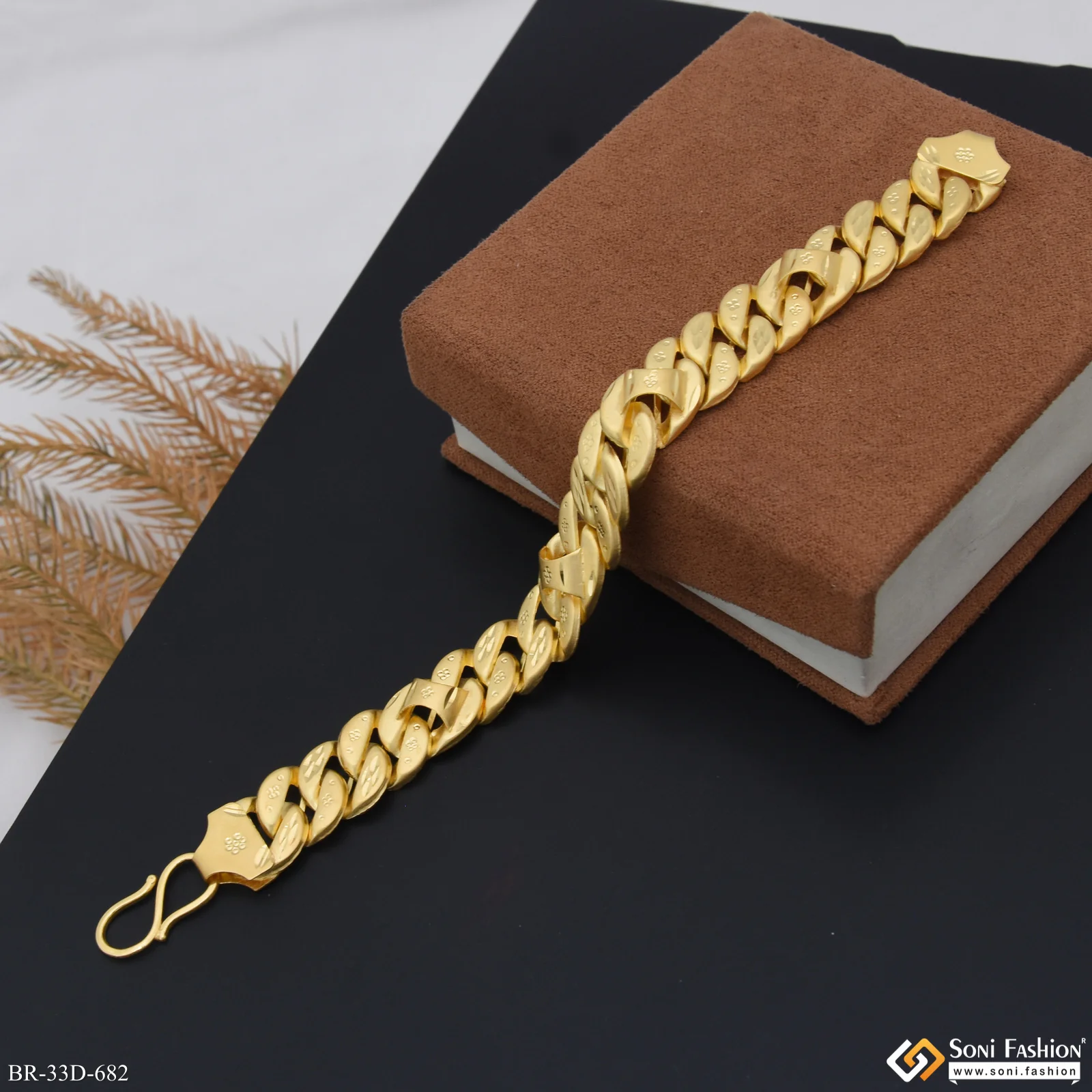 1 Gram Gold Plated Popular Design Pokal Bracelet for Men - Style D682 - Image 5