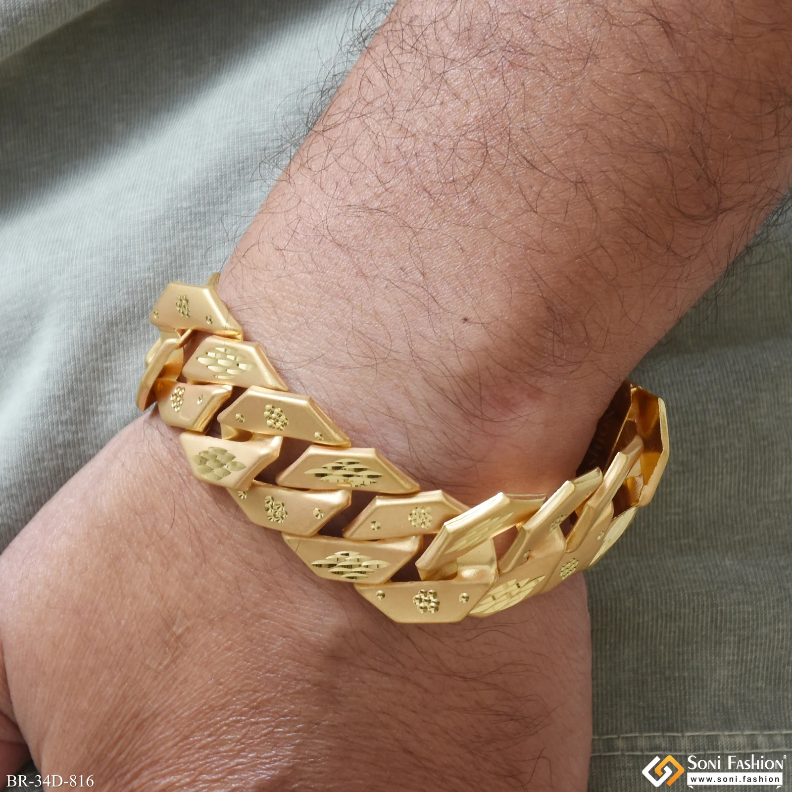 1 Gram Gold Plated Popular Design Pokal Bracelet for Men - Style D816 - Image 2