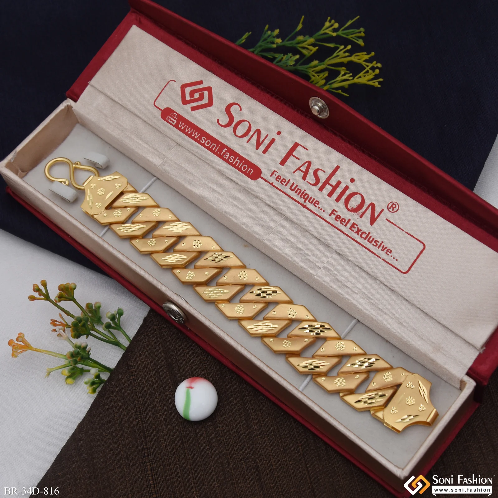 1 Gram Gold Plated Popular Design Pokal Bracelet for Men - Style D816 - Image 3