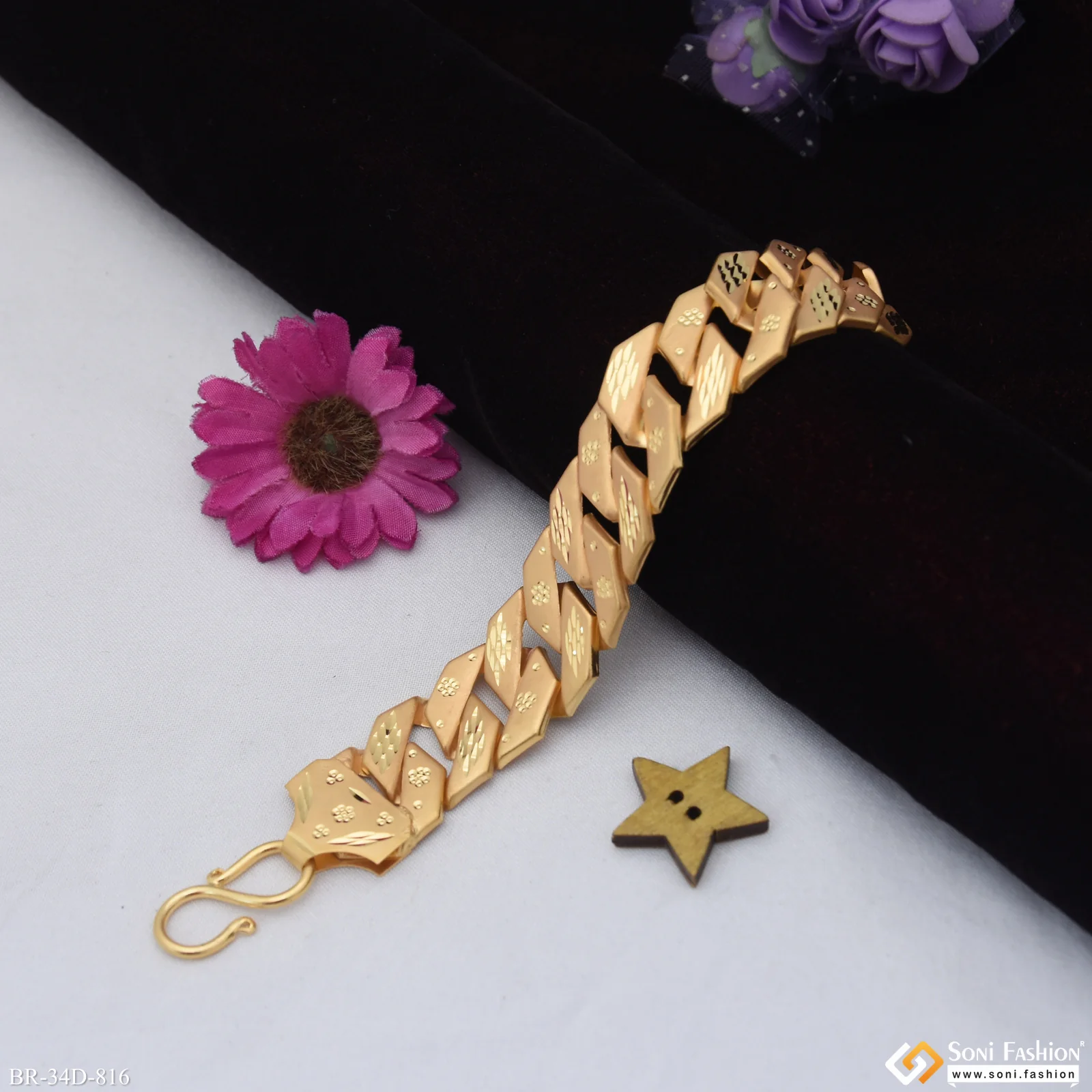 1 Gram Gold Plated Popular Design Pokal Bracelet for Men - Style D816 - Image 4