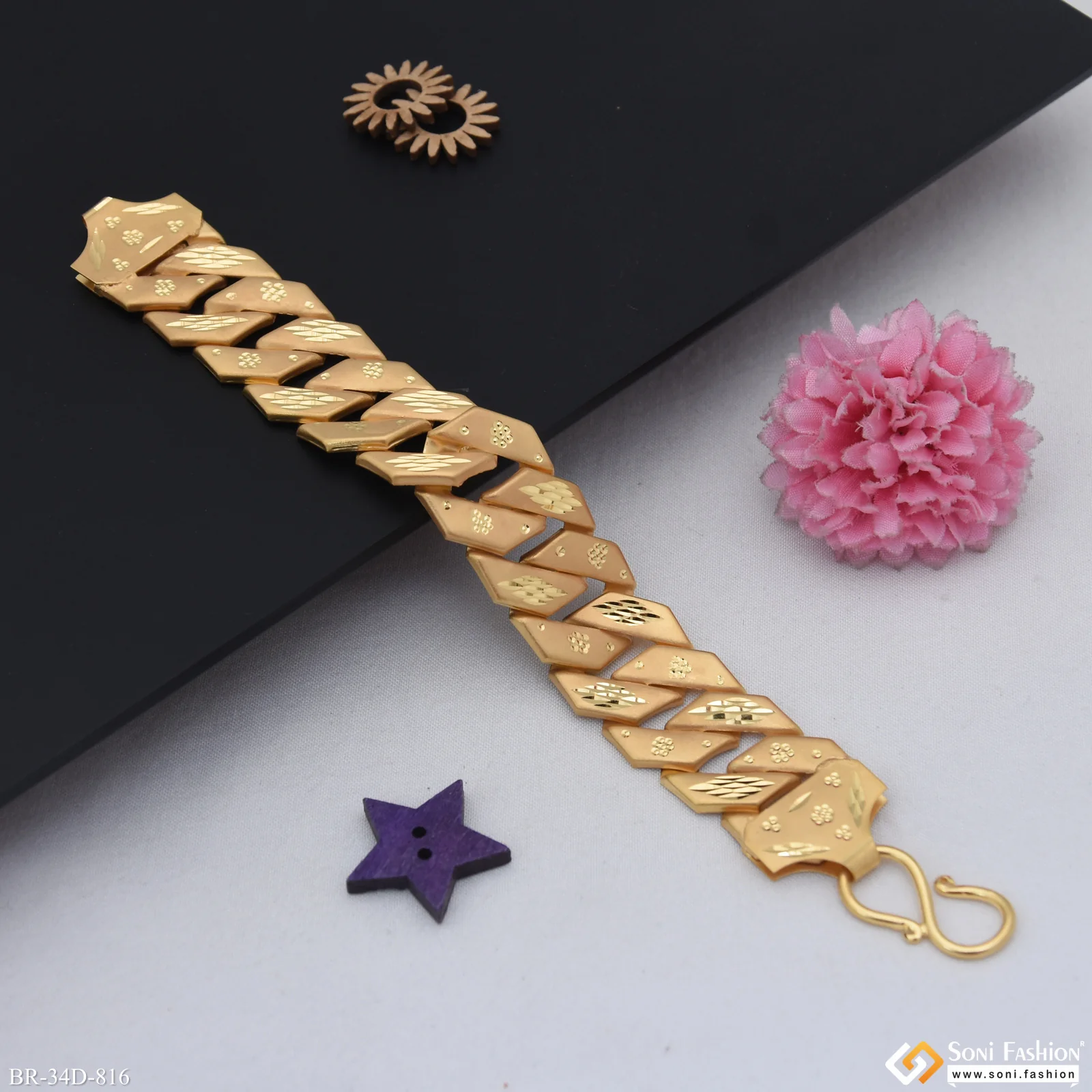 1 Gram Gold Plated Popular Design Pokal Bracelet for Men - Style D816 - Image 5