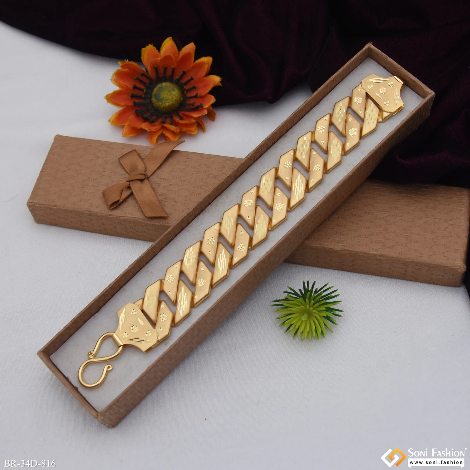 1 Gram Gold Plated Popular Design Pokal Bracelet for Men - Style D816 - Image 6