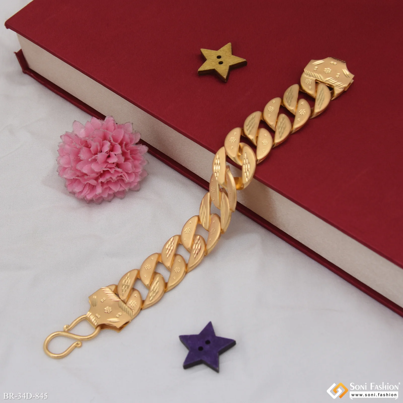 1 Gram Gold Plated Popular Design Pokal Bracelet for Men - Style D845 - Image 4