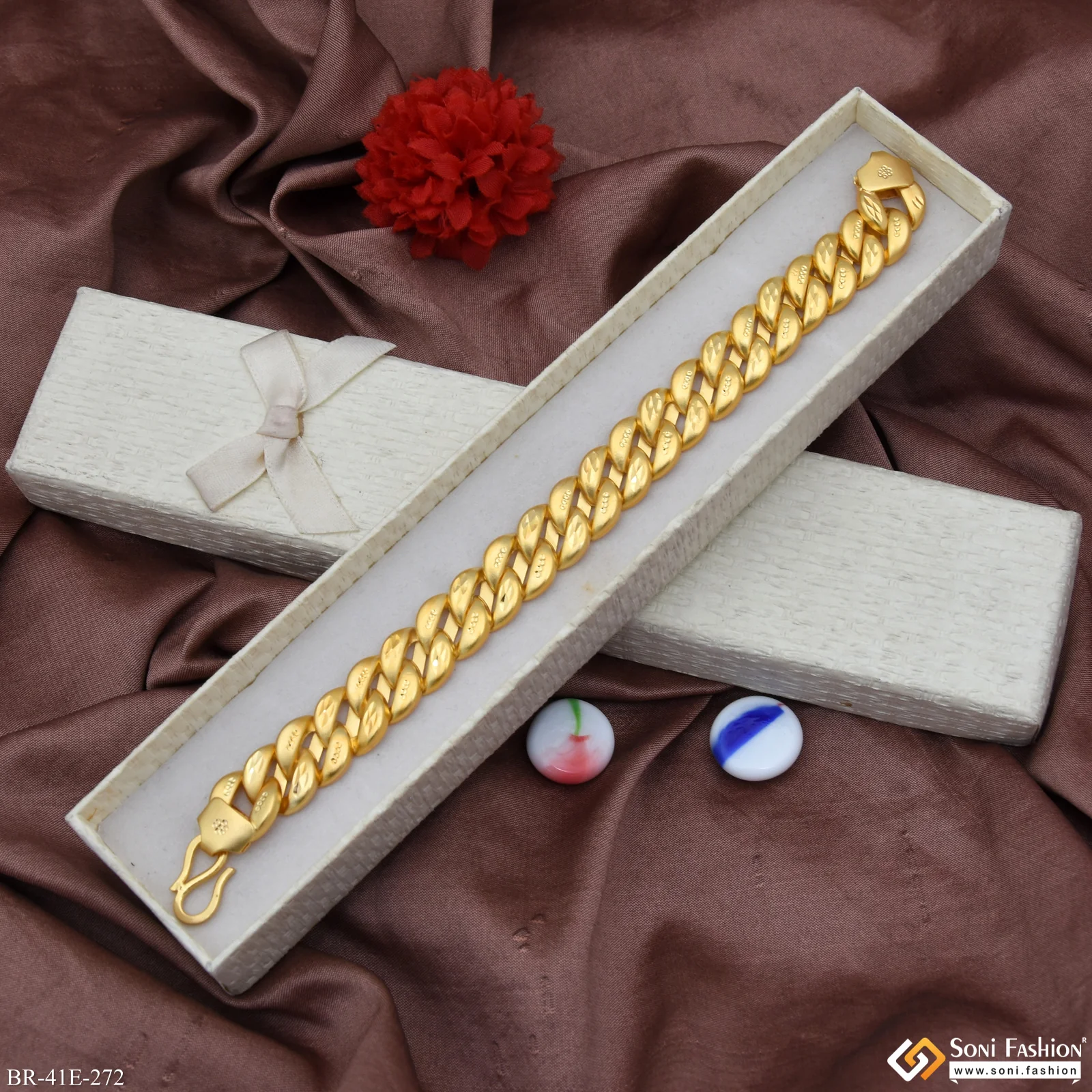 1 Gram Gold Plated Popular Design Pokal Bracelet for Men - Style E272 - Image 2