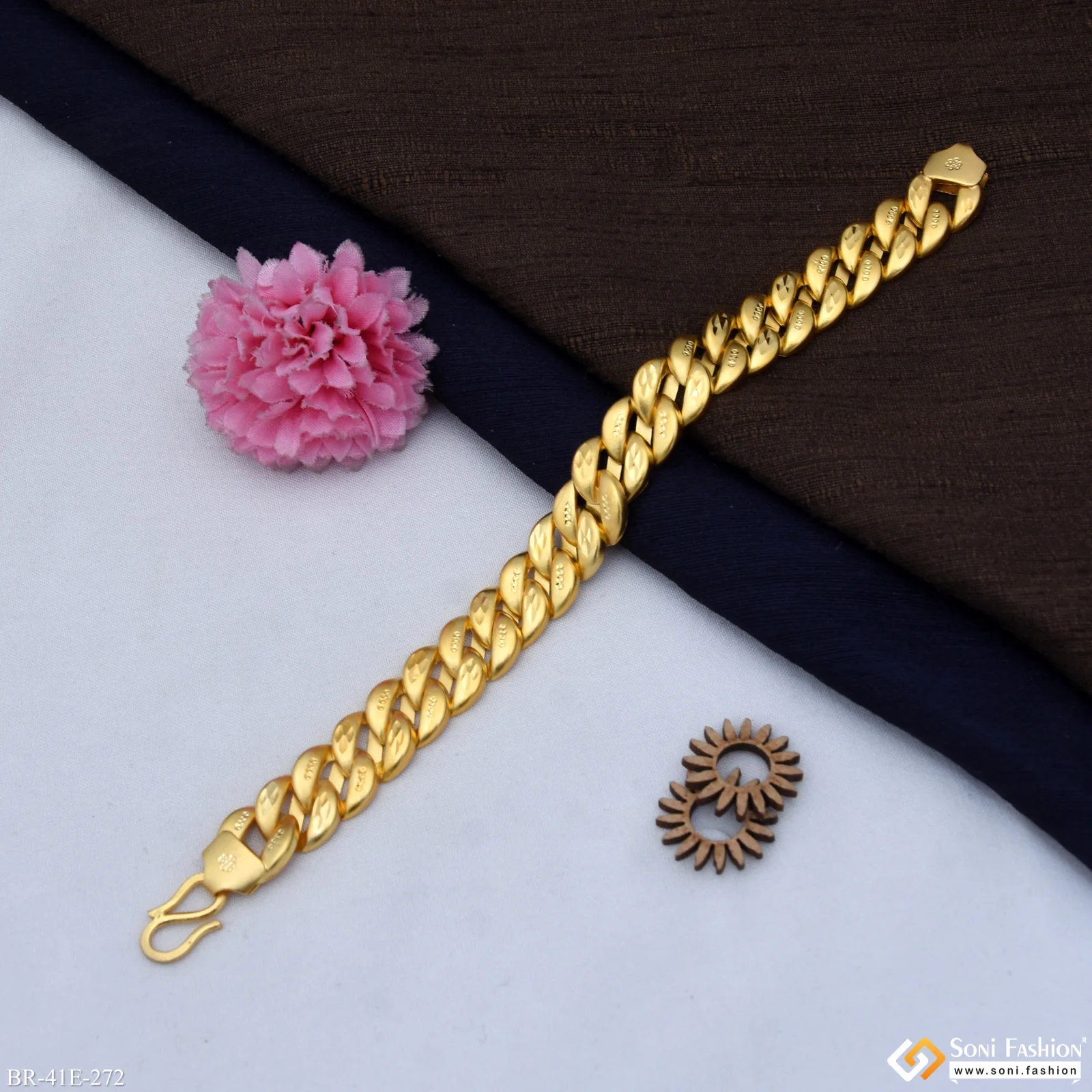 1 Gram Gold Plated Popular Design Pokal Bracelet for Men - Style E272 - Image 3