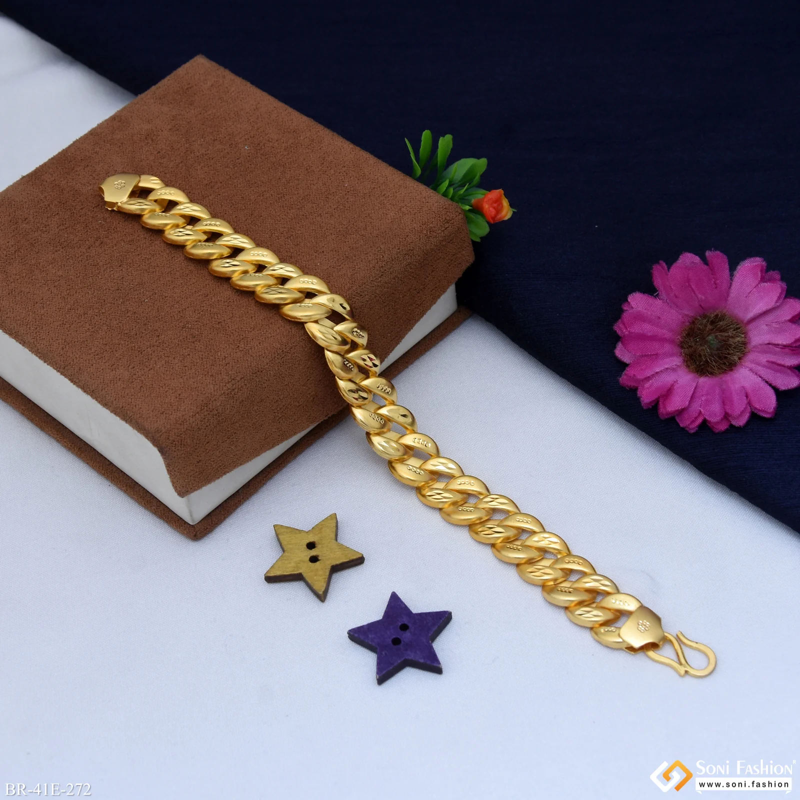 1 Gram Gold Plated Popular Design Pokal Bracelet for Men - Style E272 - Image 5