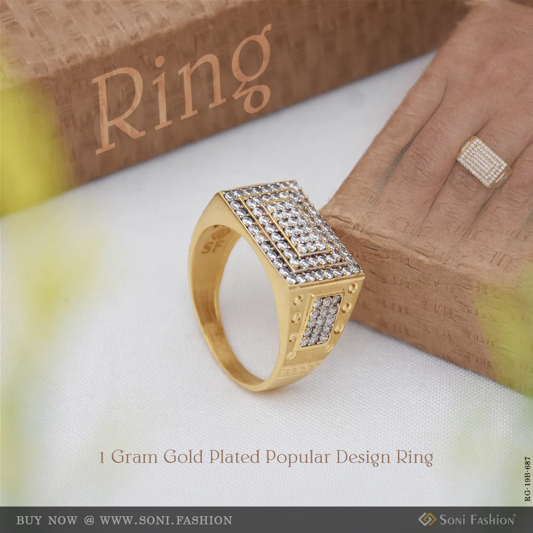 1 Gram Gold Plated Popular Design Ring for Men - Style B687