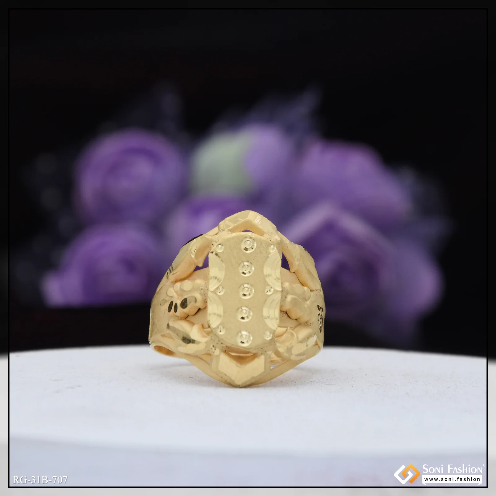 1 Gram Gold Plated Popular Design Ring for Men - Style B707 - Image 4