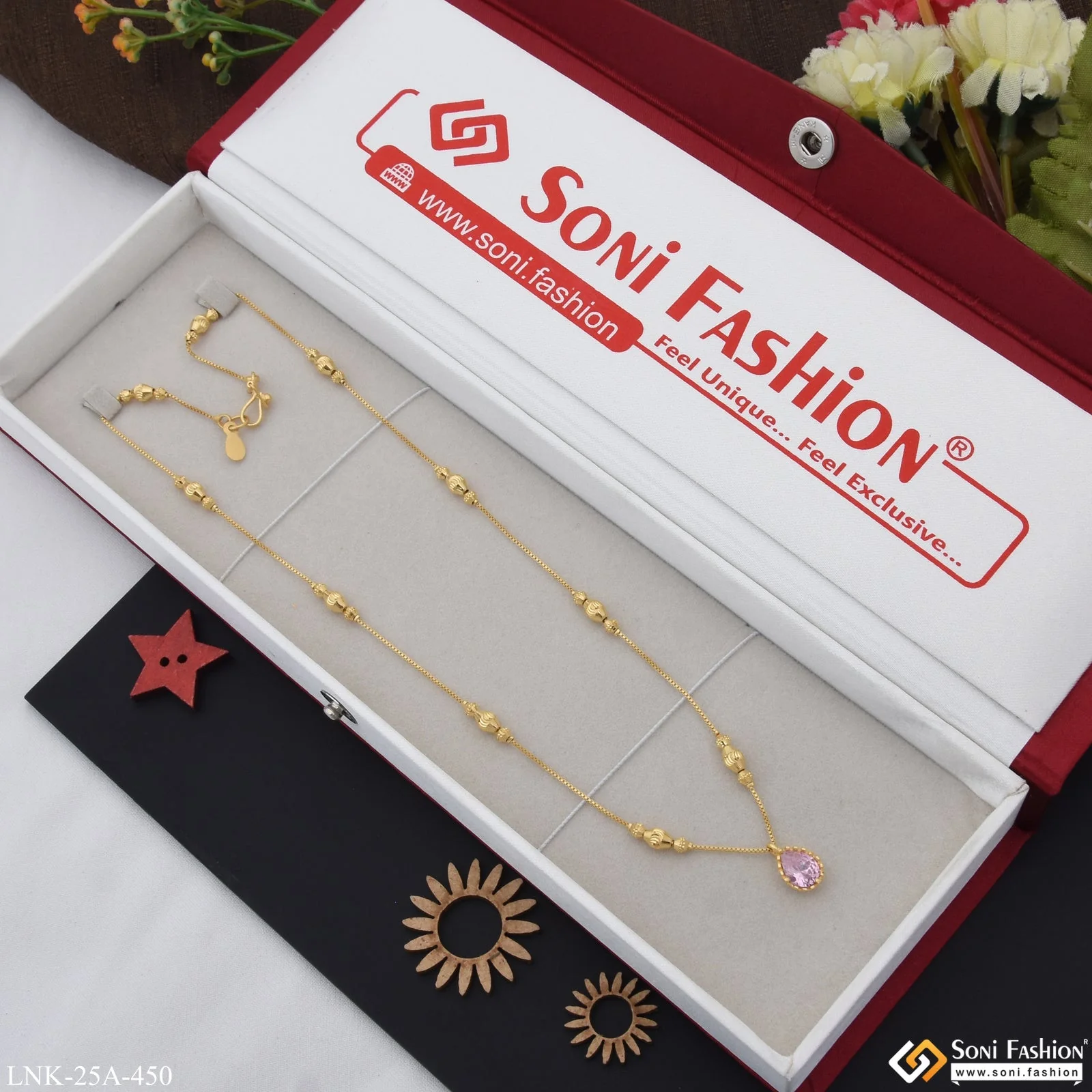 1 Gram Gold Plated Pretty Design Designer Necklace for Ladies - Style A450 - Image 2