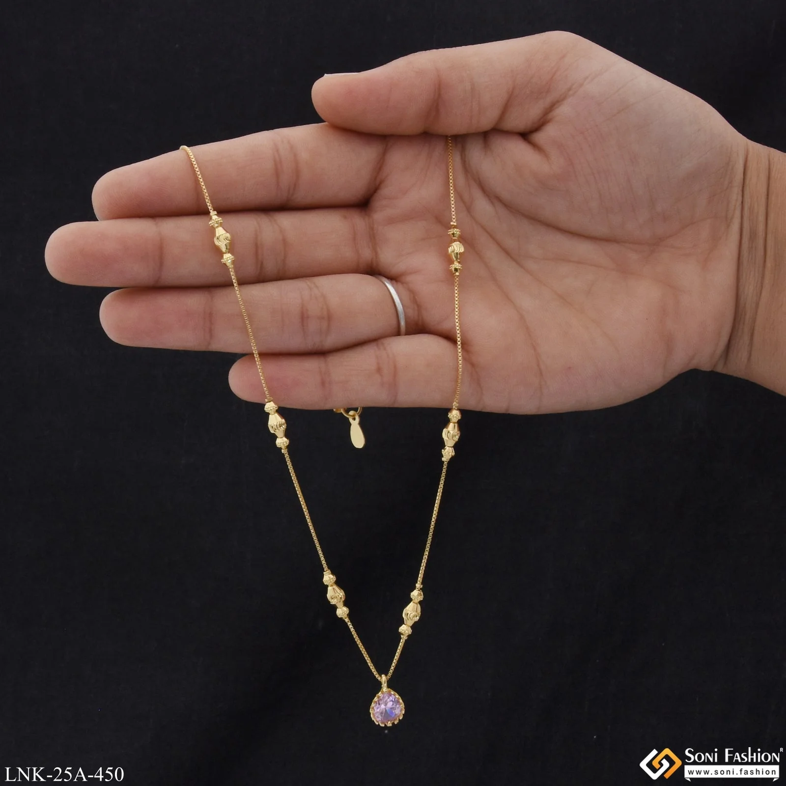 1 Gram Gold Plated Pretty Design Designer Necklace for Ladies - Style A450 - Image 3