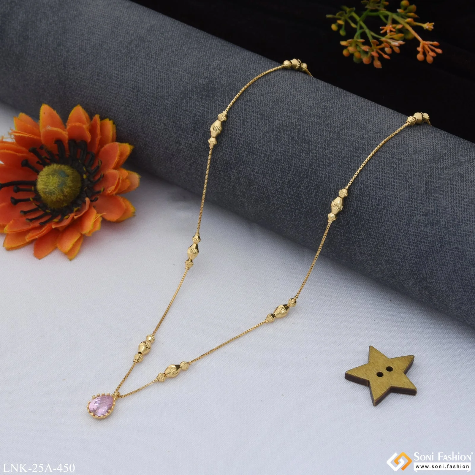 1 Gram Gold Plated Pretty Design Designer Necklace for Ladies - Style A450 - Image 4