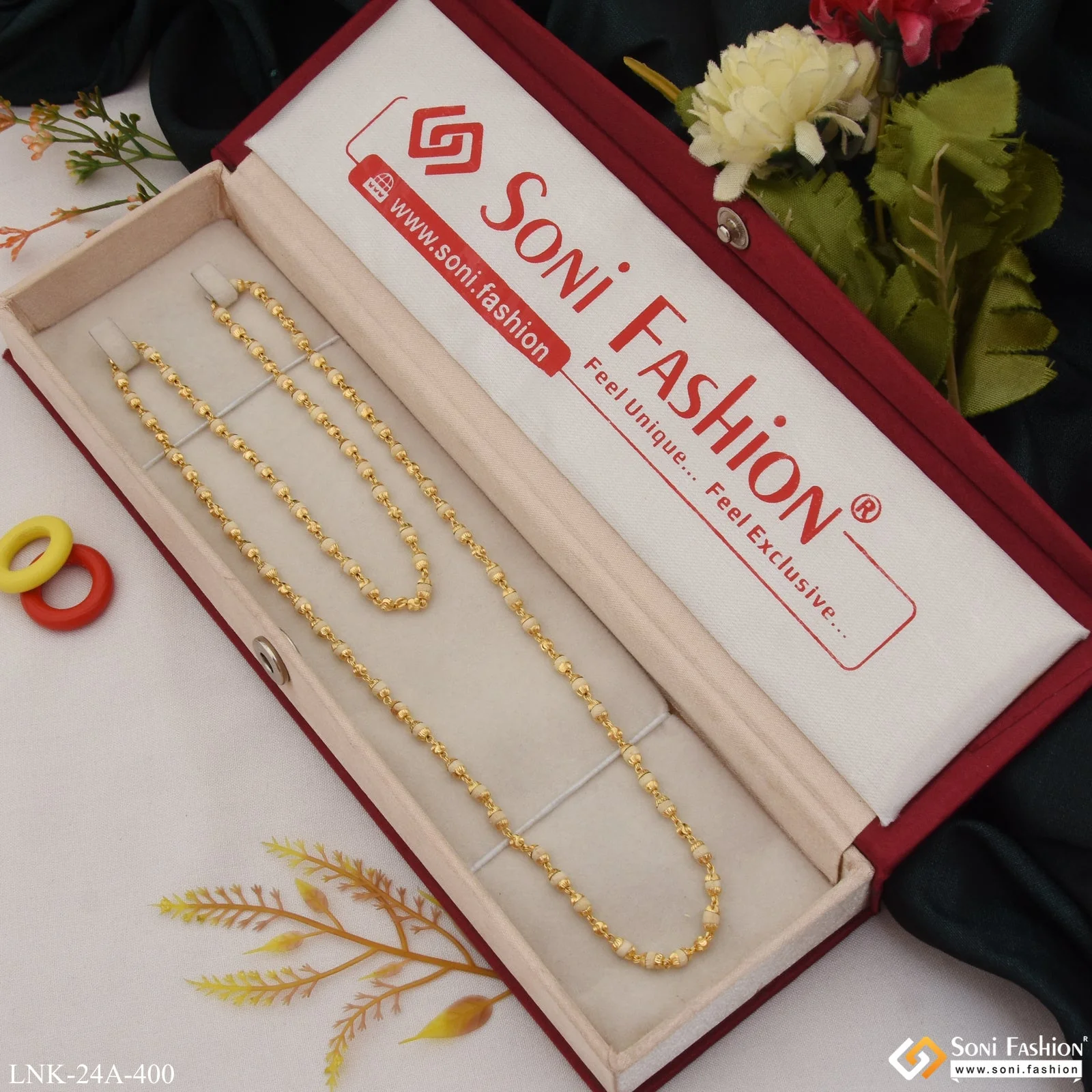 1 Gram Gold Plated Pretty Design Latest Design Tulsi Mala for Women - Style A400 - Image 2