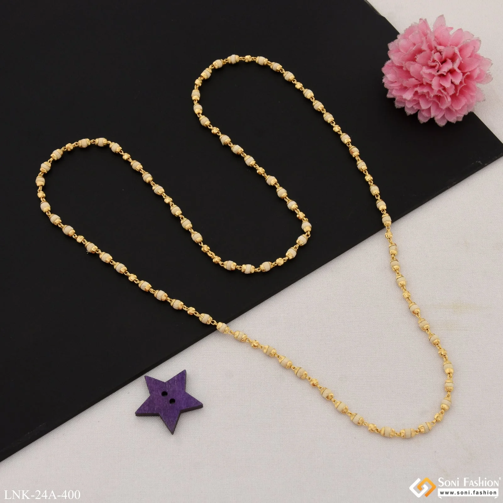 1 Gram Gold Plated Pretty Design Latest Design Tulsi Mala for Women - Style A400 - Image 3