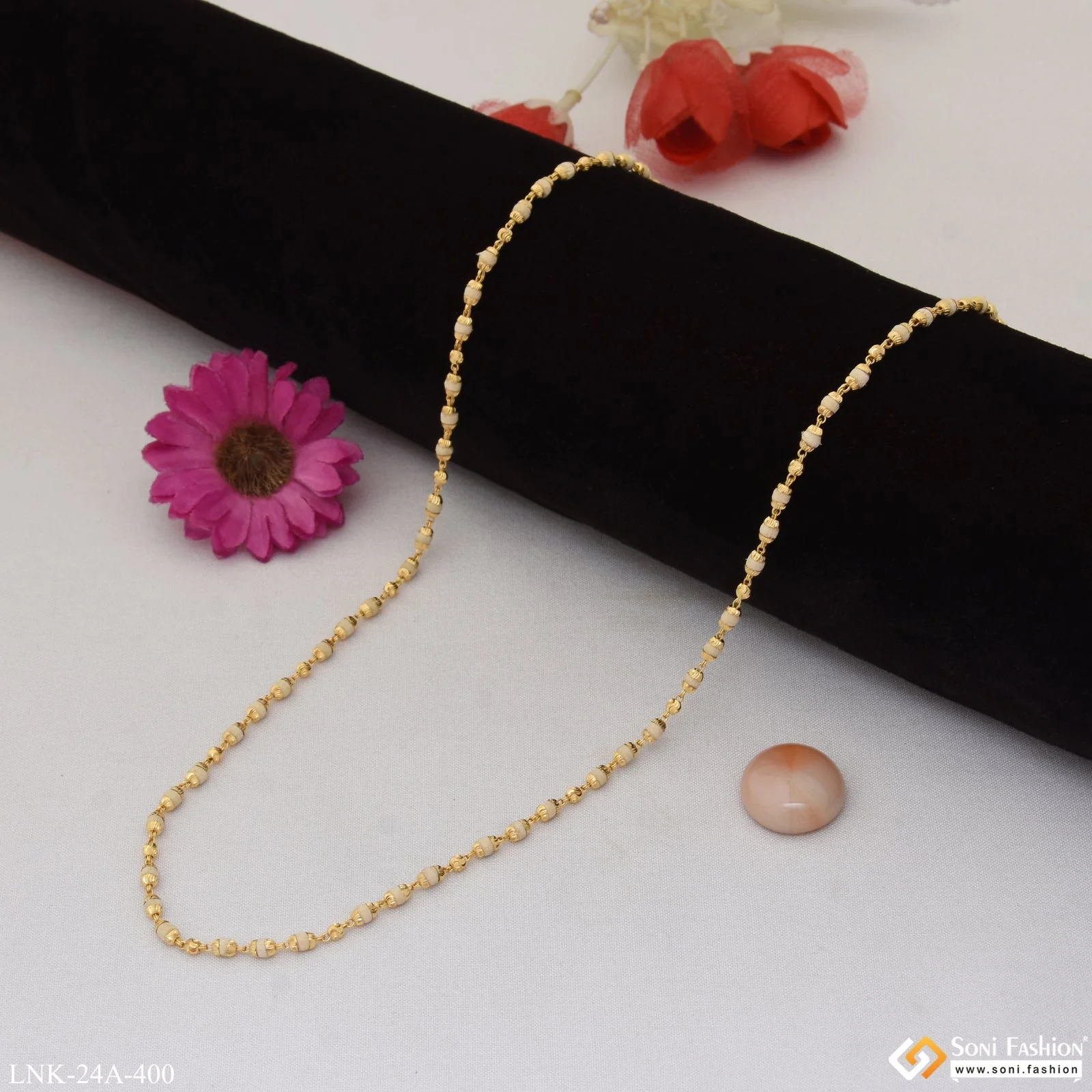 1 Gram Gold Plated Pretty Design Latest Design Tulsi Mala for Women - Style A400 - Image 4