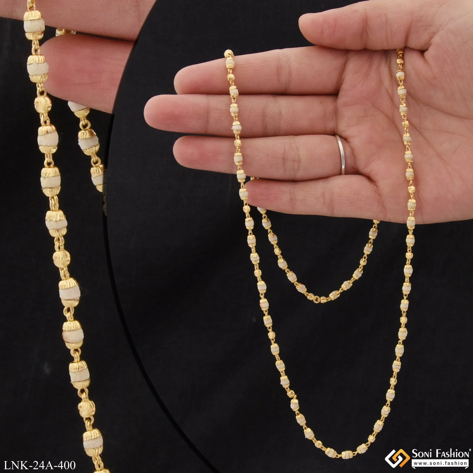 1 Gram Gold Plated Pretty Design Latest Design Tulsi Mala for Women - Style A400 - Image 5