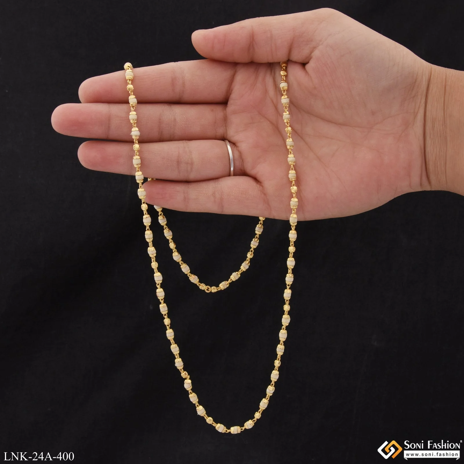 1 Gram Gold Plated Pretty Design Latest Design Tulsi Mala for Women - Style A400 - Image 6