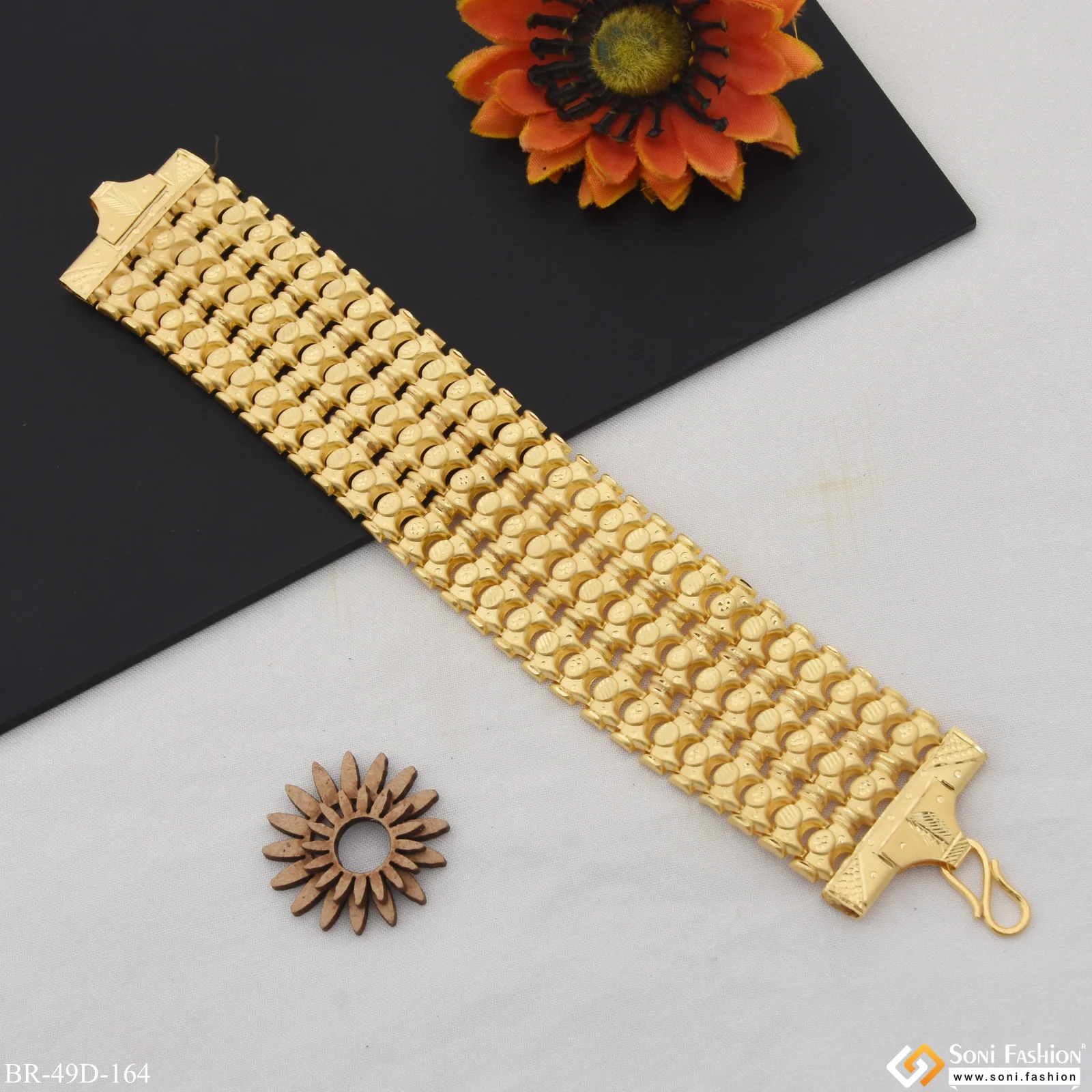 1 Gram Gold Plated Prominent Design Bahubali Bracelet for Men - Style D164 - Image 5