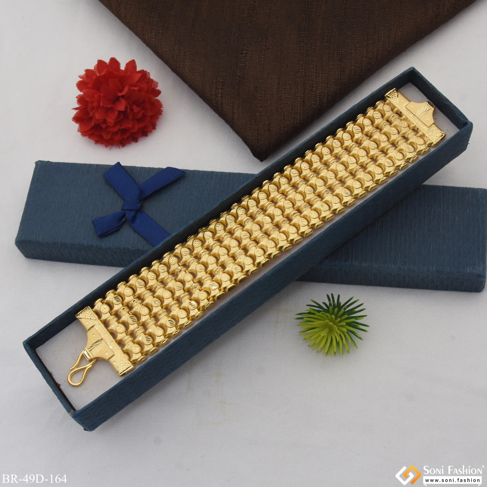 1 Gram Gold Plated Prominent Design Bahubali Bracelet for Men - Style D164 - Image 6