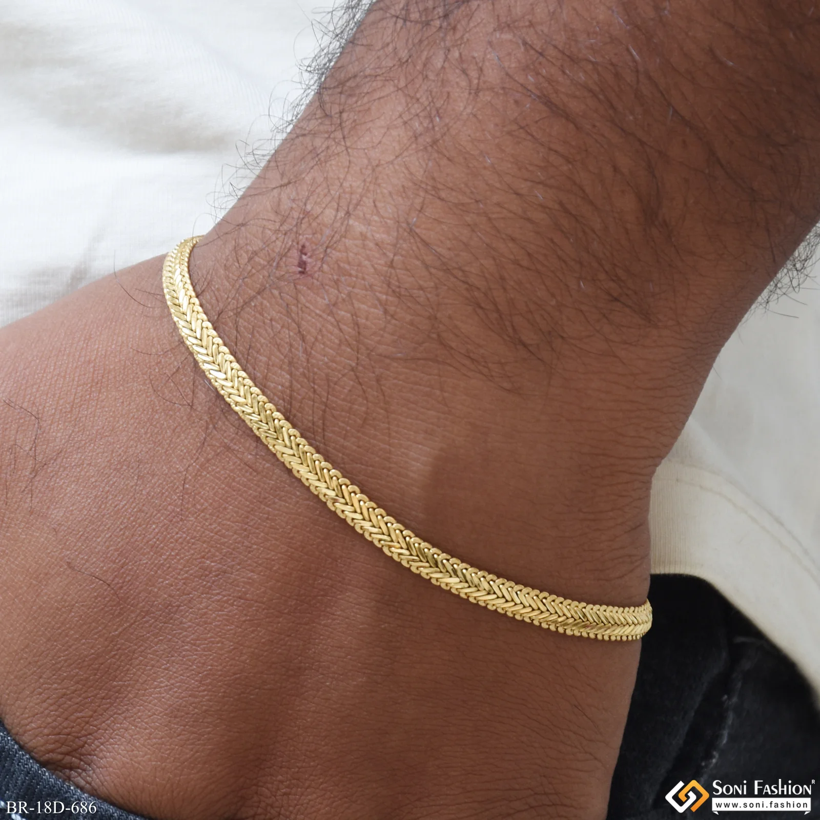 1 Gram Gold Plated Prominent Design Bracelet for Men - Style D686 - Image 2