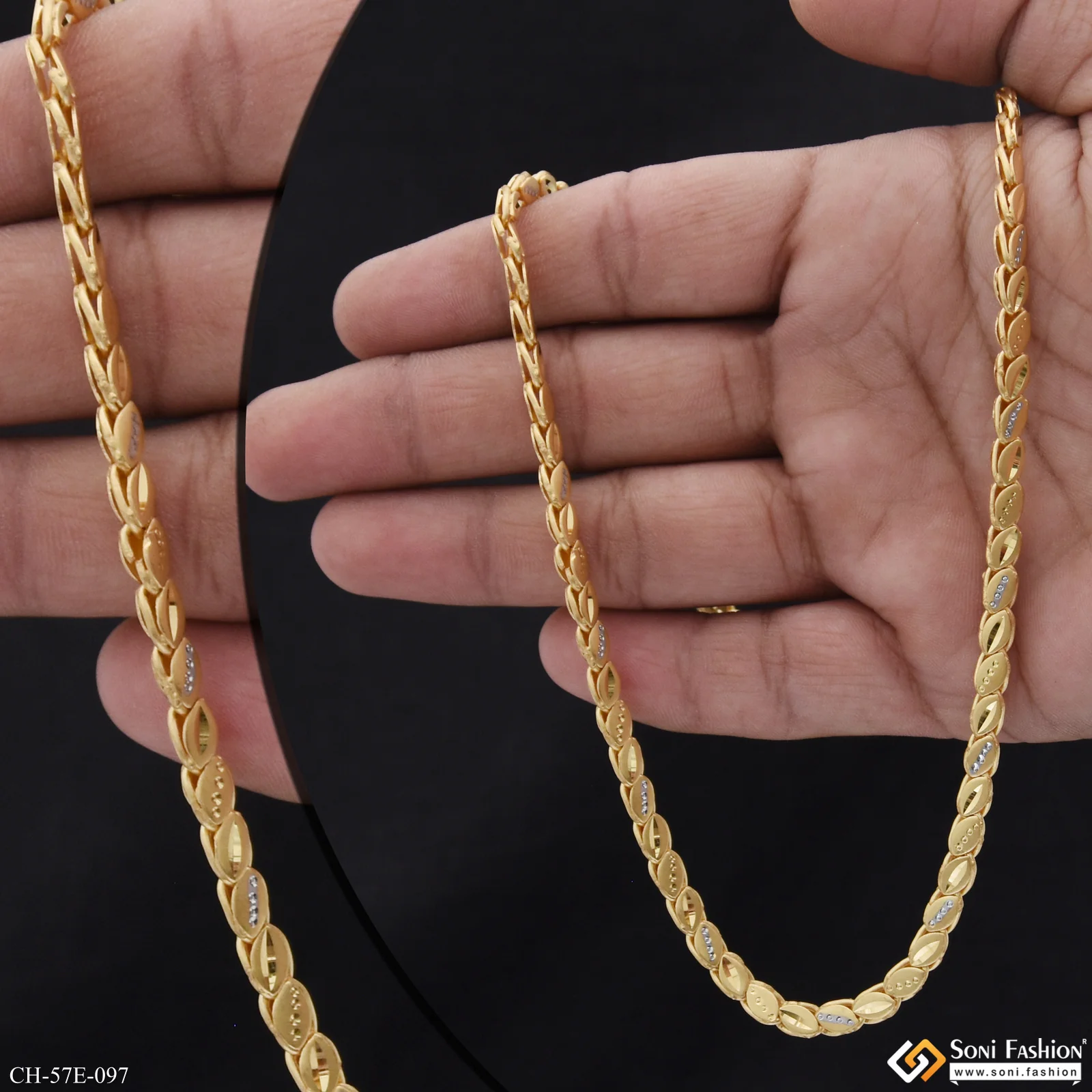 1 Gram Gold Plated Prominent Design Chain for Men - Style E097 - Image 2