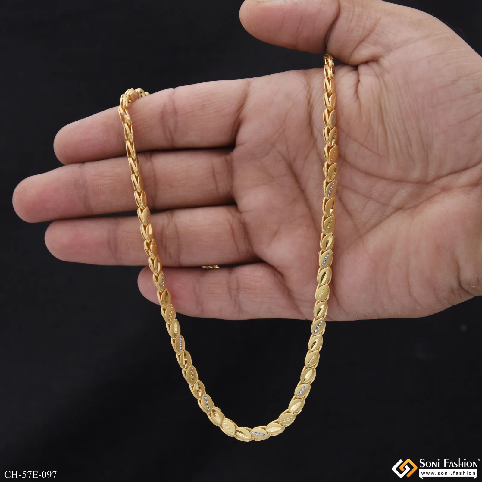 1 Gram Gold Plated Prominent Design Chain for Men - Style E097 - Image 6
