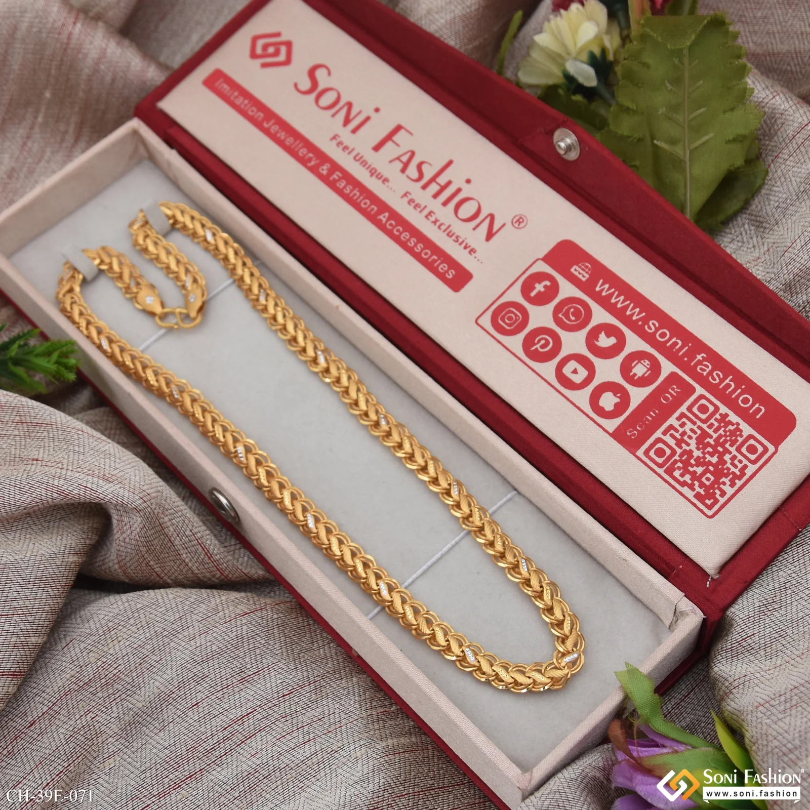 1 Gram Gold Plated Prominent Design Kohli Chain for Men - Style E071 - Image 3