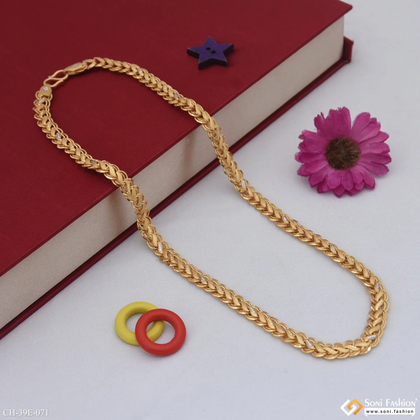 1 Gram Gold Plated Prominent Design Kohli Chain for Men - Style E071 - Image 5