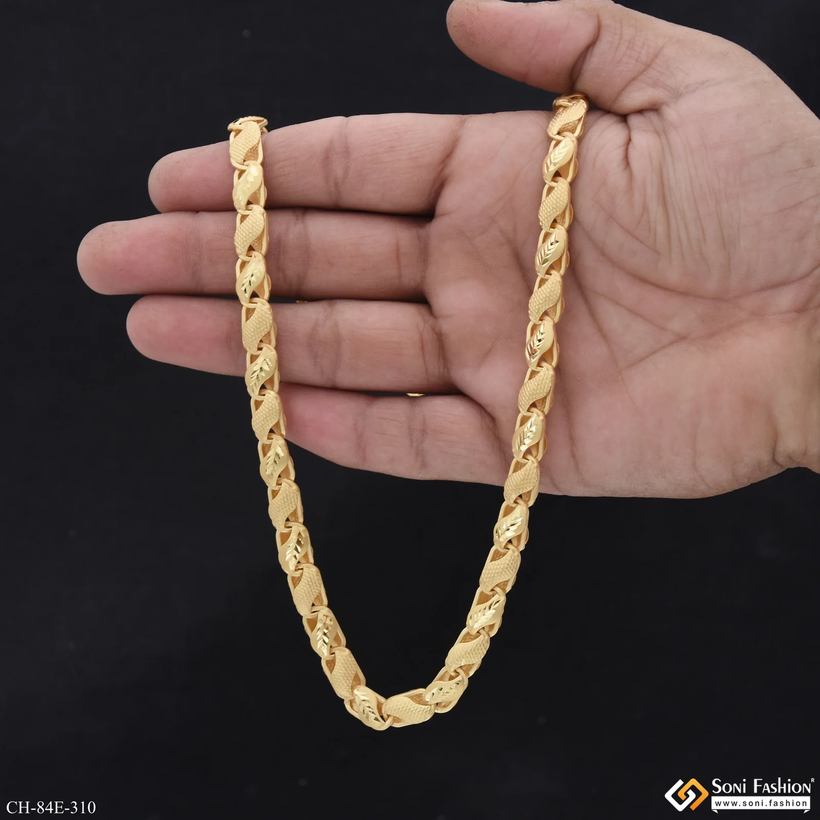 1 Gram Gold Plated Prominent Design Kohli Chain for Men - Style E310 - Image 6