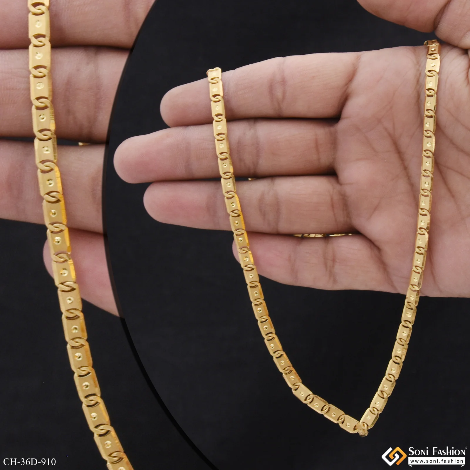 1 Gram Gold Plated Prominent Design Nawabi Chain for Men - Style D910 - Image 2
