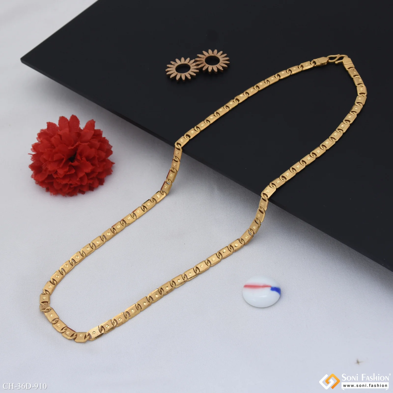 1 Gram Gold Plated Prominent Design Nawabi Chain for Men - Style D910 - Image 3