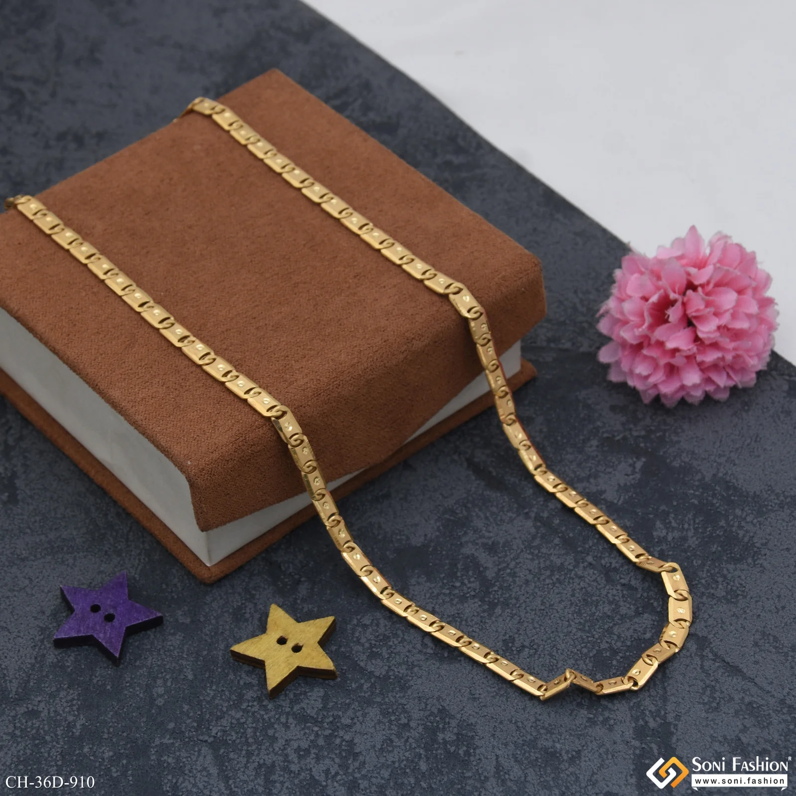 1 Gram Gold Plated Prominent Design Nawabi Chain for Men - Style D910 - Image 5