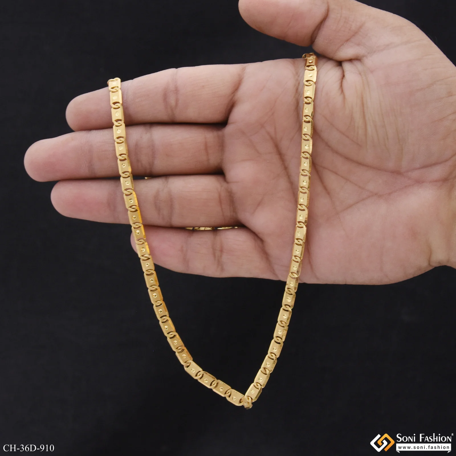 1 Gram Gold Plated Prominent Design Nawabi Chain for Men - Style D910 - Image 6