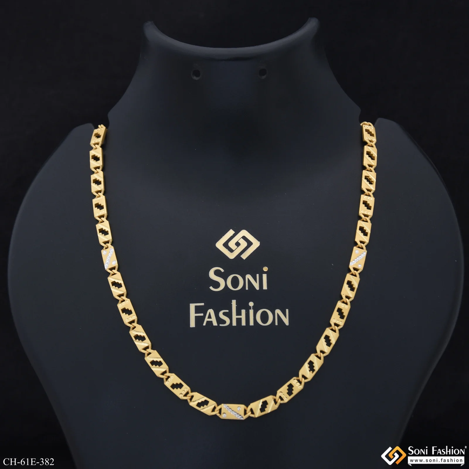 1 Gram Gold Plated Prominent Design Nawabi Chain for Men - Style E382