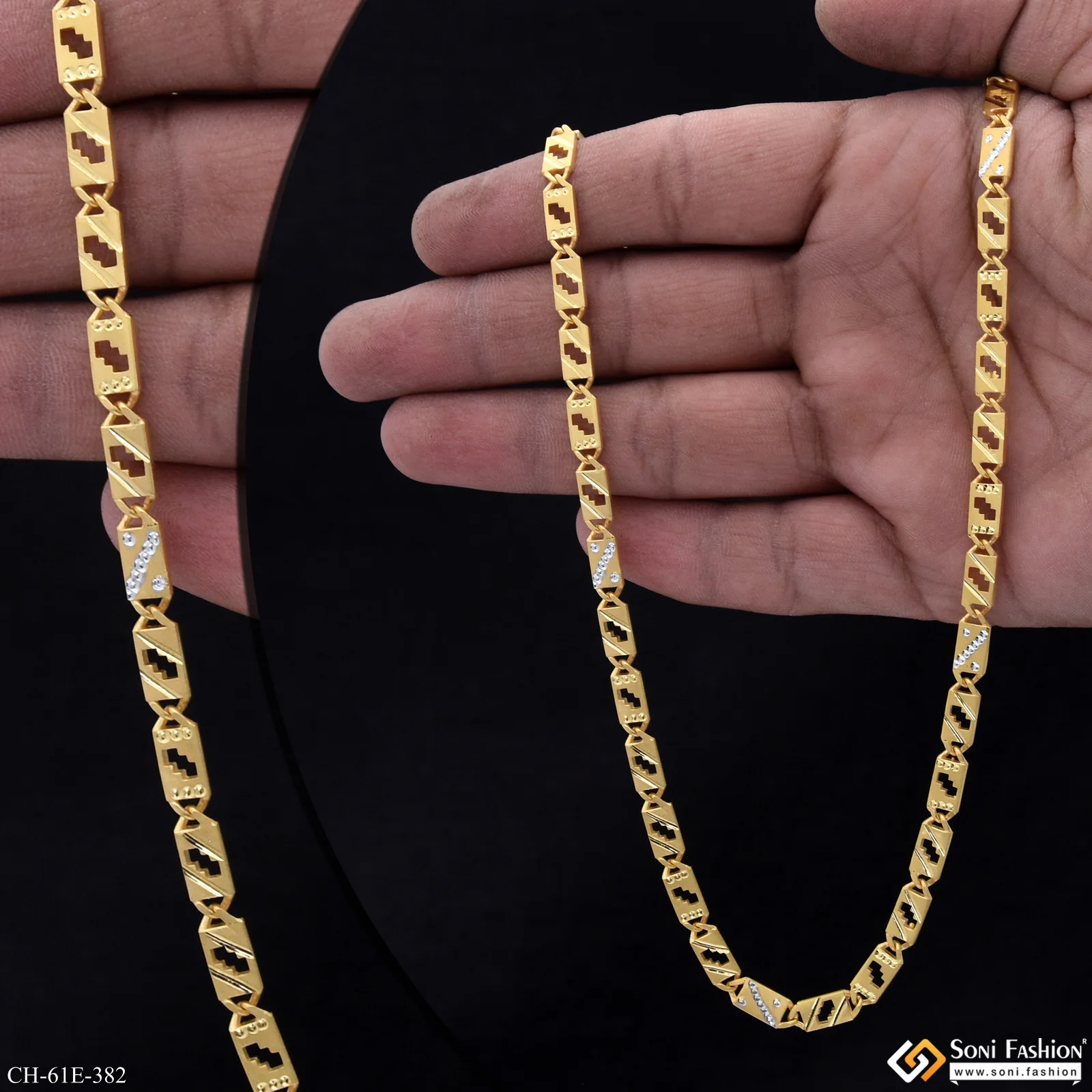 1 Gram Gold Plated Prominent Design Nawabi Chain for Men - Style E382 - Image 2