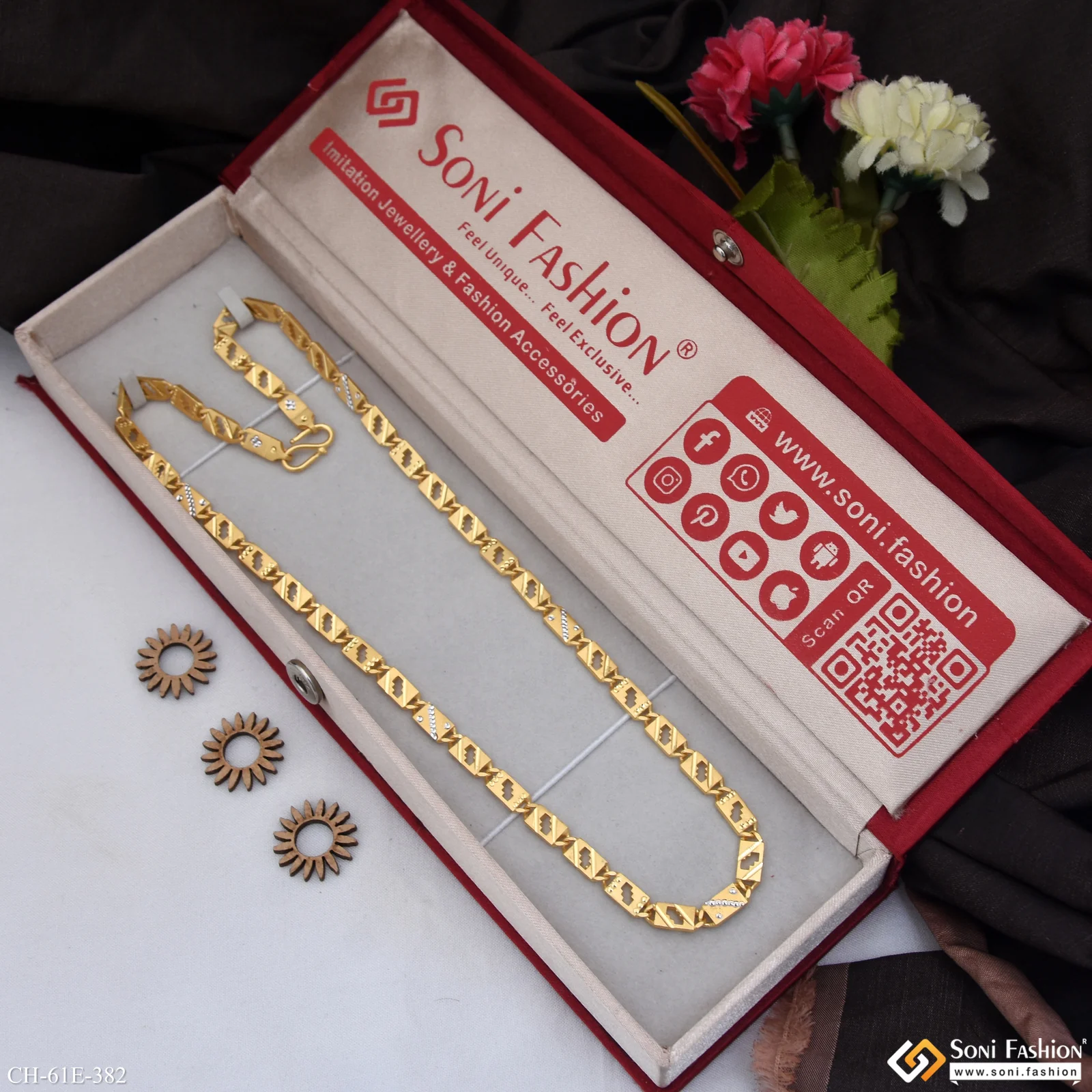 1 Gram Gold Plated Prominent Design Nawabi Chain for Men - Style E382 - Image 3