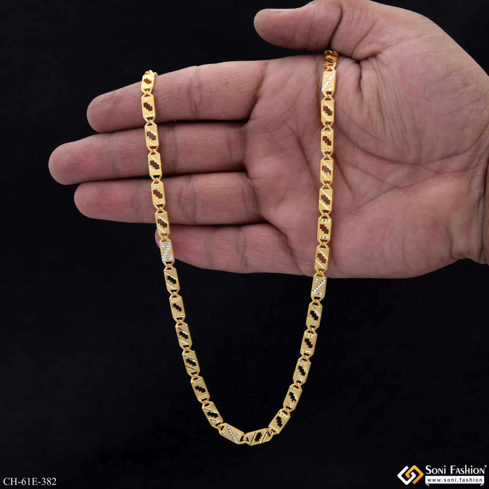 1 Gram Gold Plated Prominent Design Nawabi Chain for Men - Style E382 - Image 6
