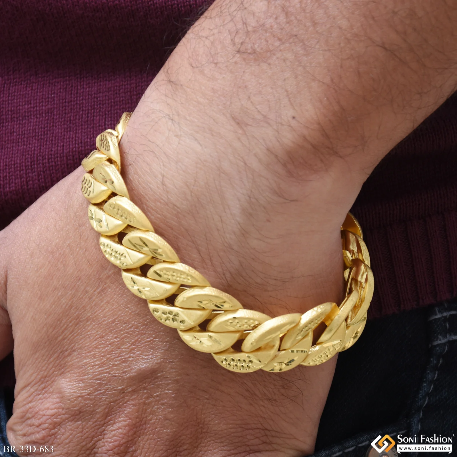 1 Gram Gold Plated Prominent Design Pokal Bracelet for Men - Style D683 - Image 2