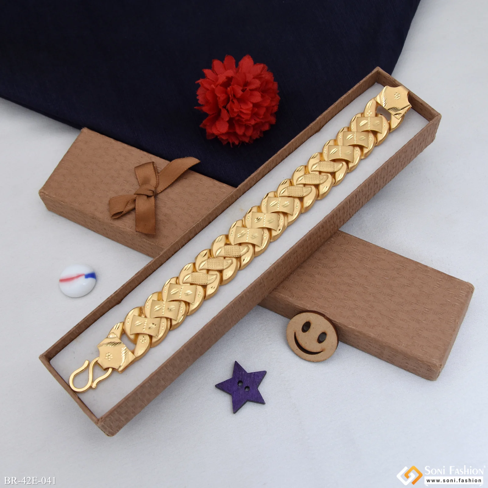 1 Gram Gold Plated Prominent Design Pokal Bracelet for Men - Style E041 - Image 4