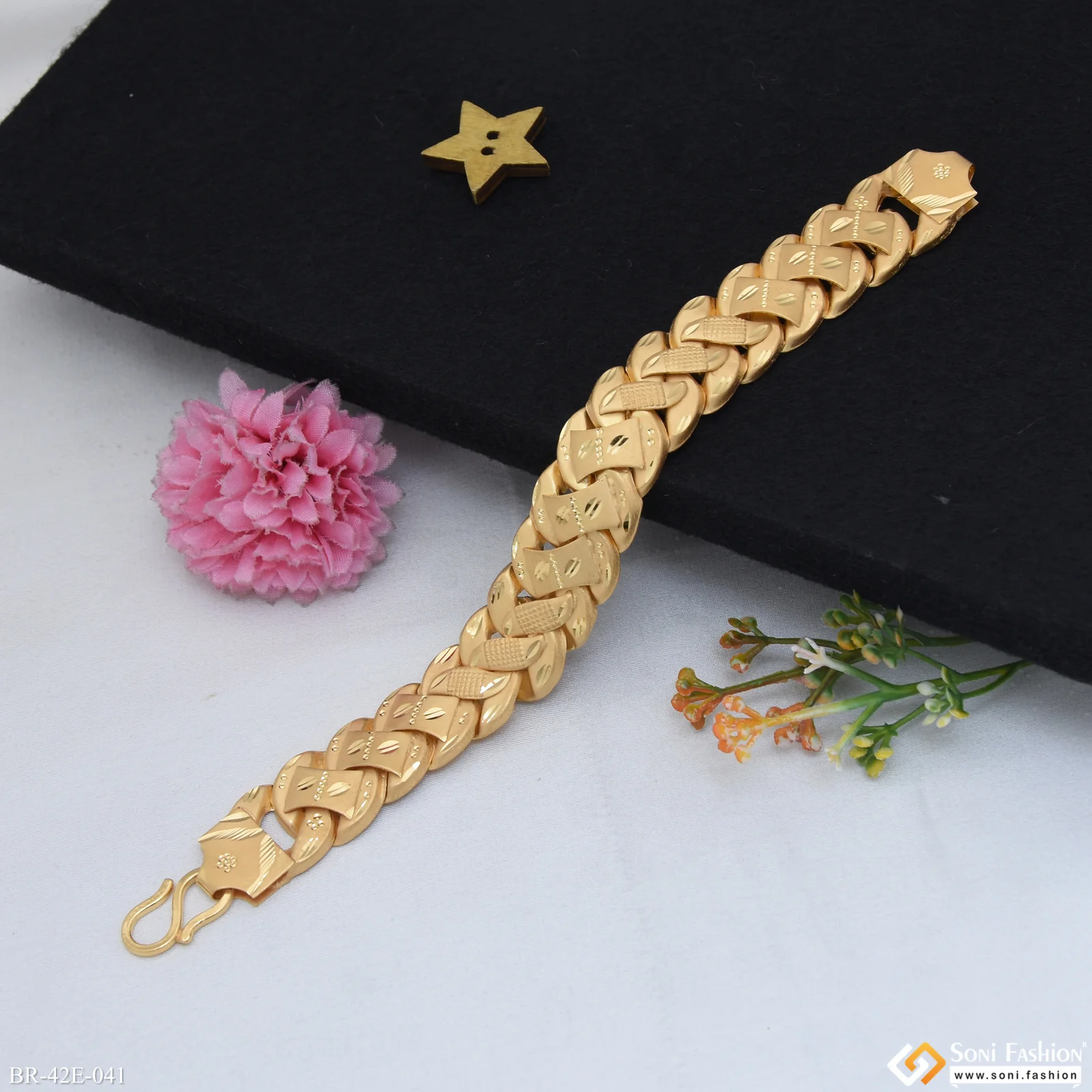 1 Gram Gold Plated Prominent Design Pokal Bracelet for Men - Style E041 - Image 5