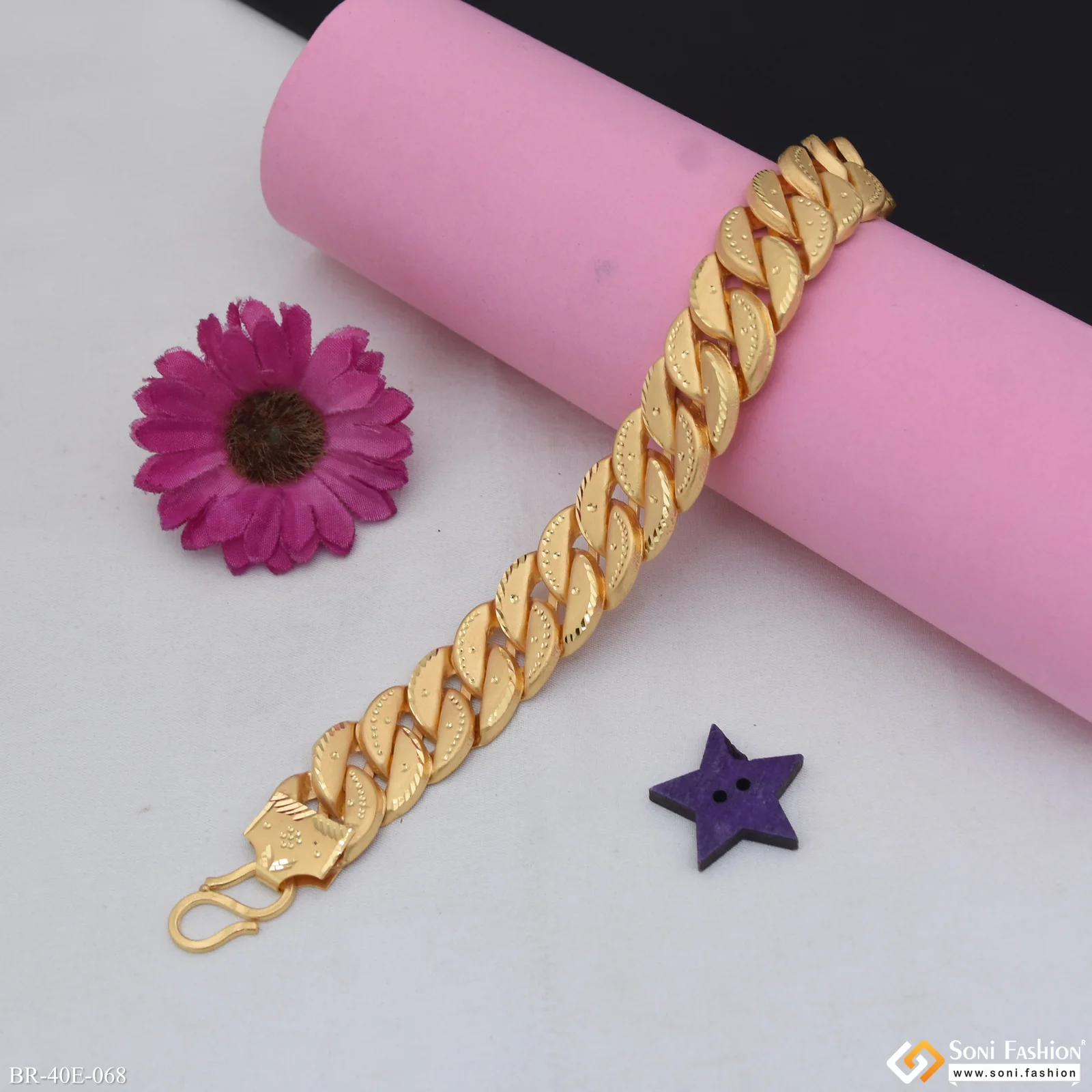 1 Gram Gold Plated Prominent Design Pokal Bracelet for Men - Style E068 - Image 3