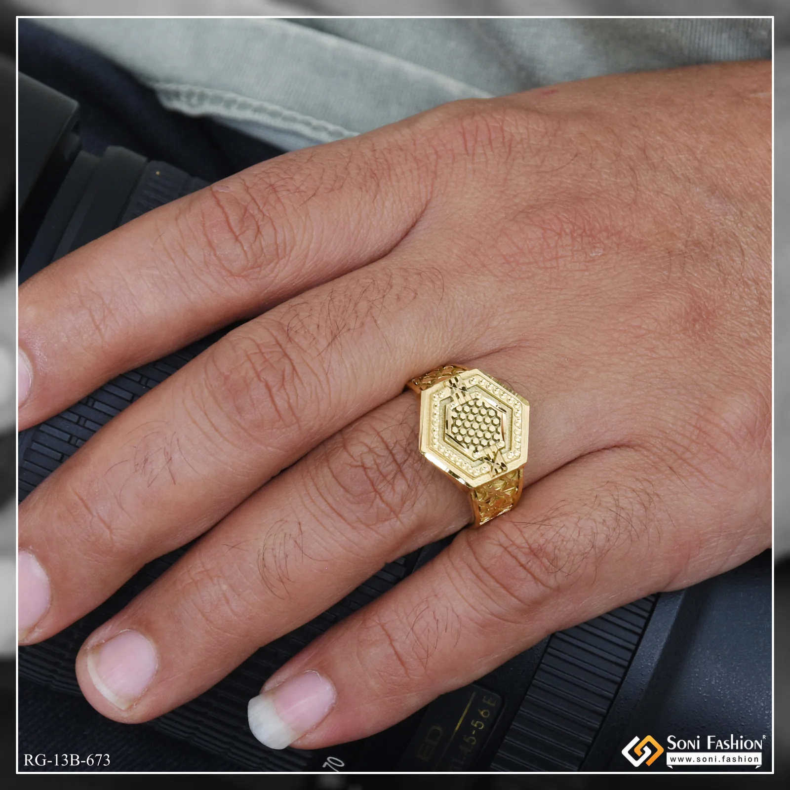 1 Gram Gold Plated Prominent Design Ring for Men - Style B673