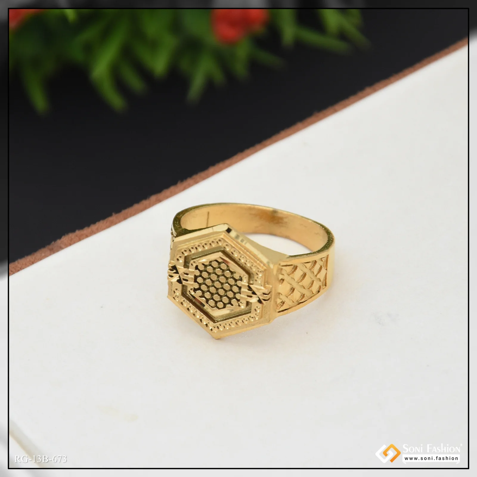 1 Gram Gold Plated Prominent Design Ring for Men - Style B673 - Image 3