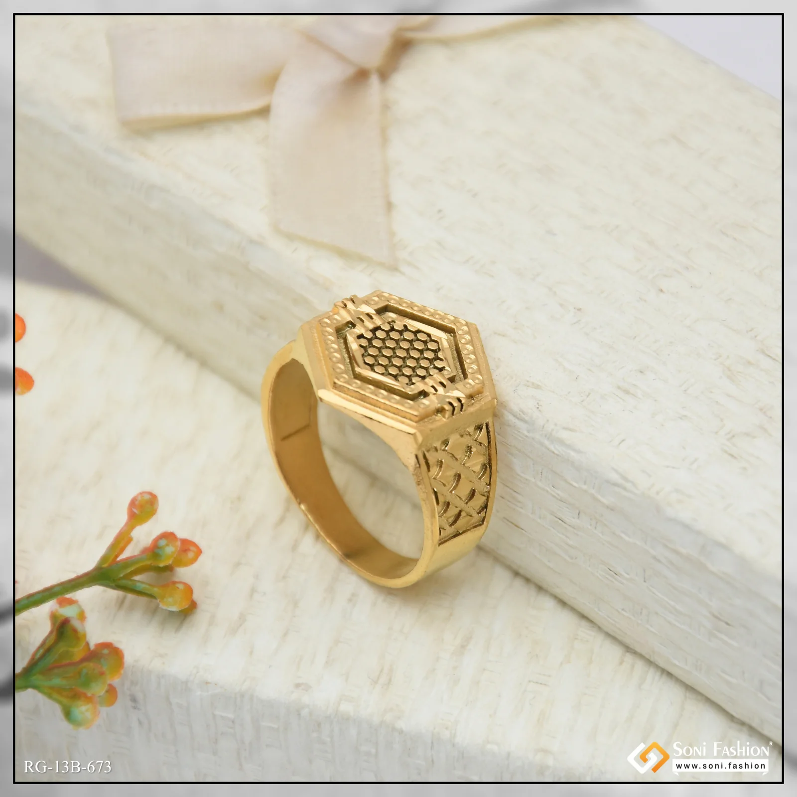 1 Gram Gold Plated Prominent Design Ring for Men - Style B673 - Image 4