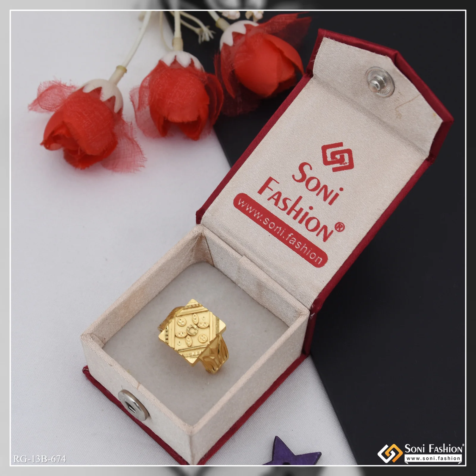 1 Gram Gold Plated Prominent Design Ring for Men - Style B674 - Image 2