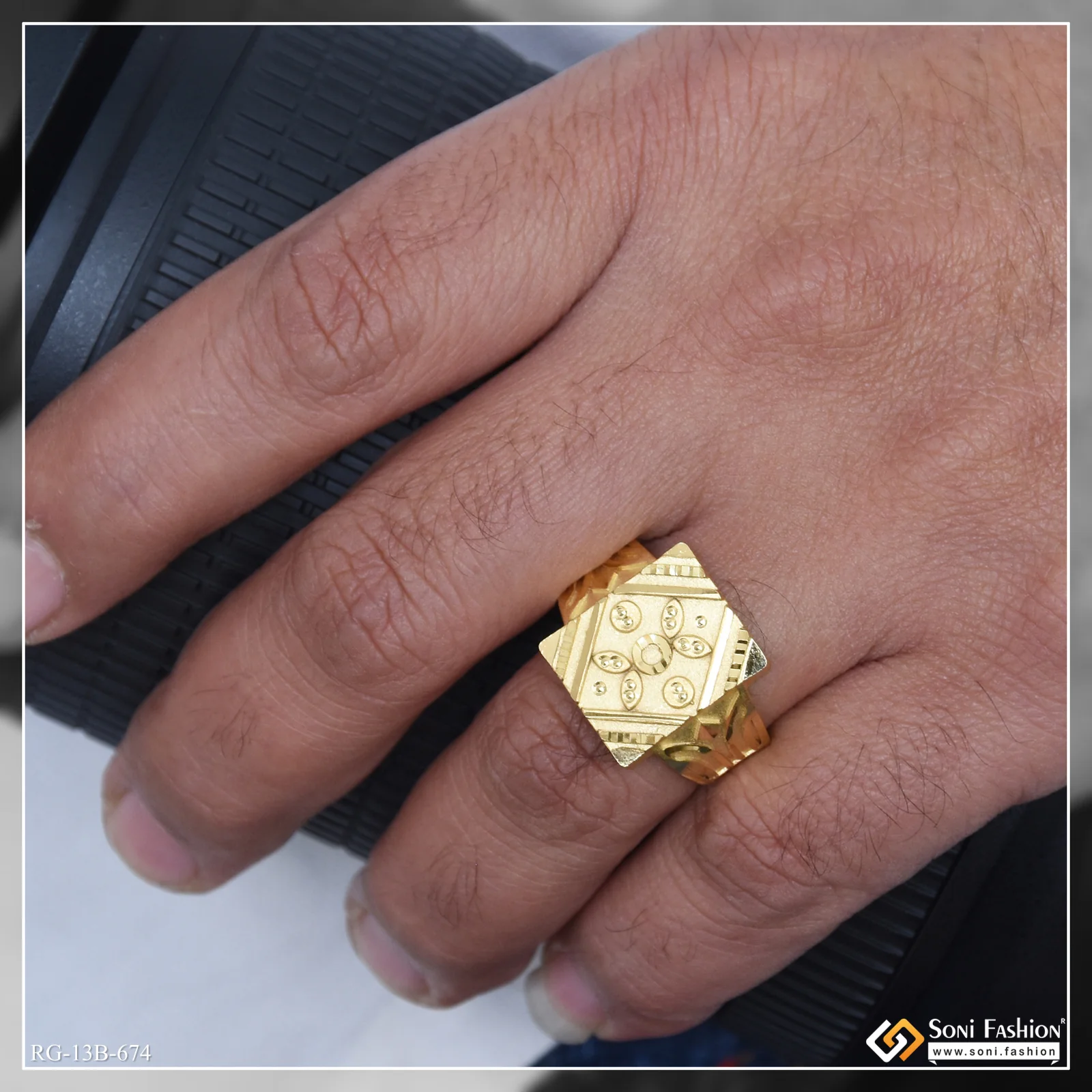 1 Gram Gold Plated Prominent Design Ring for Men - Style B674 - Image 3