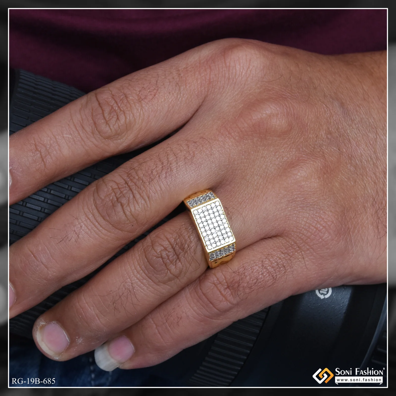 1 Gram Gold Plated Prominent Design Ring for Men - Style B685 - Image 2