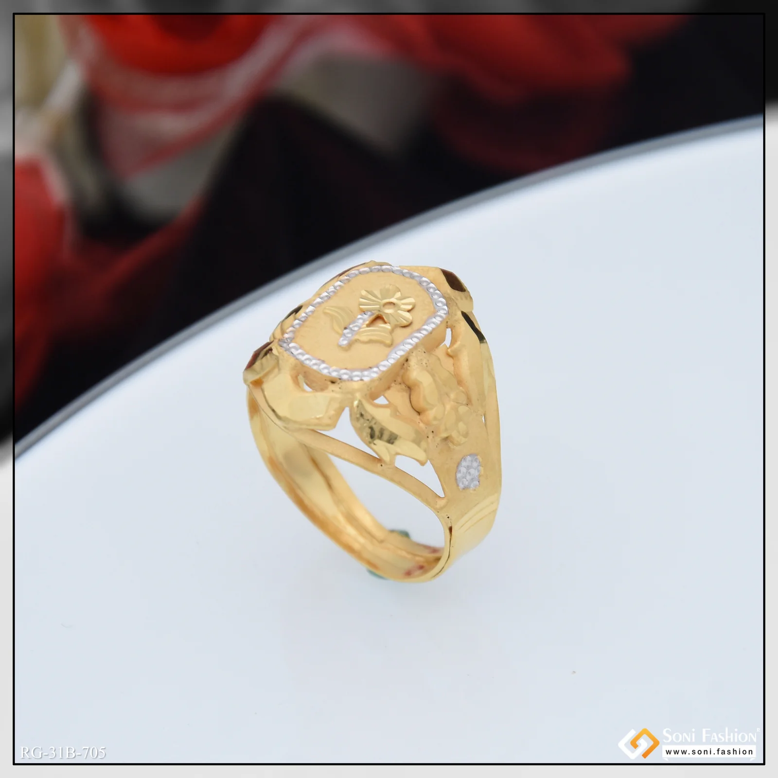1 Gram Gold Plated Prominent Design Ring for Men - Style B705 - Image 3