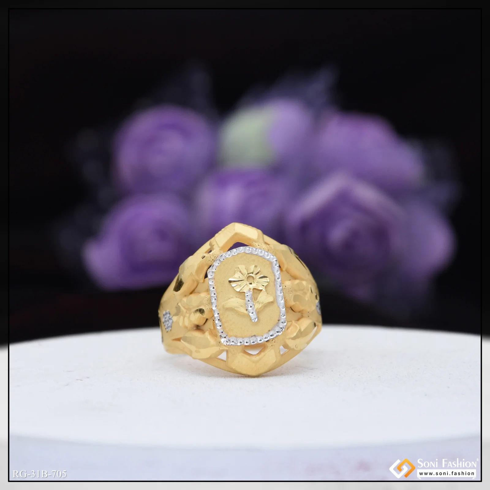 1 Gram Gold Plated Prominent Design Ring for Men - Style B705 - Image 4