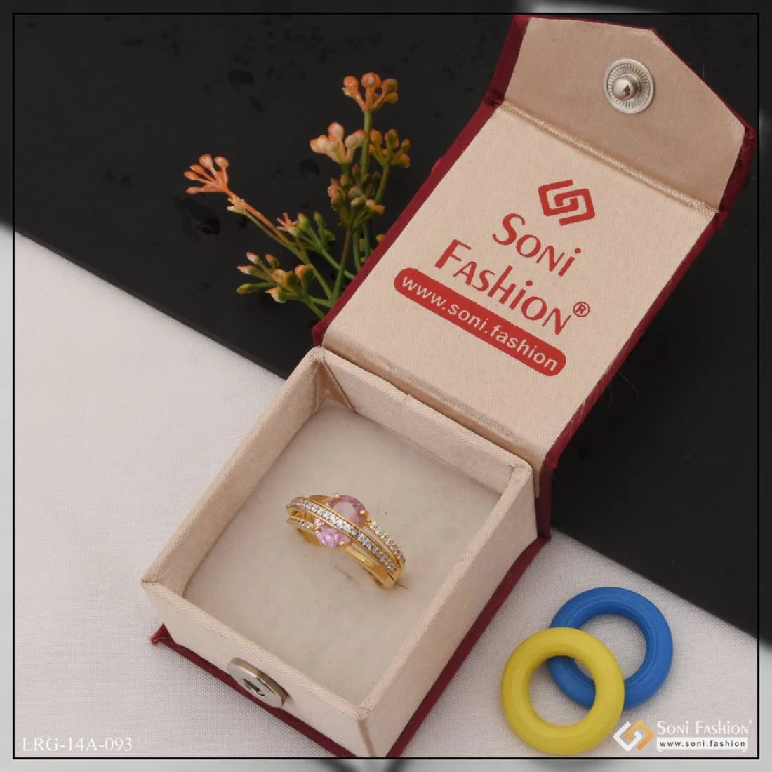 1 Gram Gold Plated Purple Stone Artisanal Design Ring For Ladies - Style Lrg-093 - Image 6